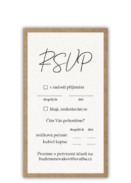 Zodpovednou kartičkou (RSVP) potvrďte účasť na svadbe. - Craft minimal